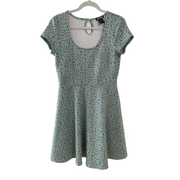 Hot Topic Teal &‎ Pink Floral Fit & Flare Skater Dress Size Large - Picture 4 of 10